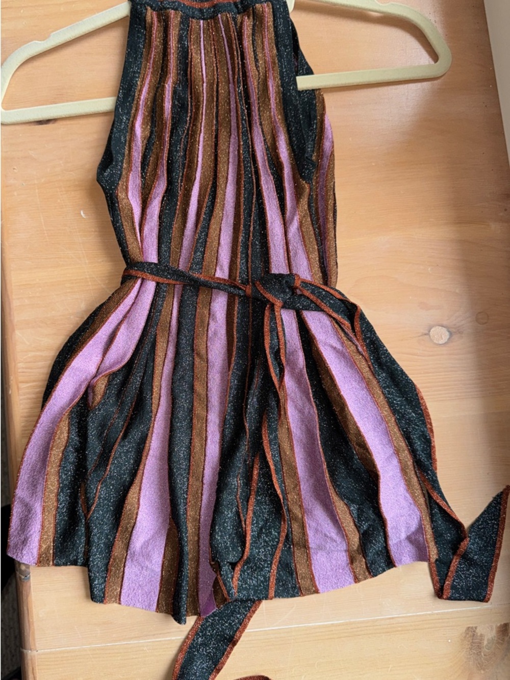 Zimmermann Striped Halter Tank Top in Black, Purple & Brown